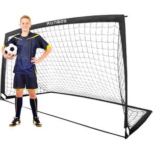 RUNBOW 9x5 FT Kids Soccer Goal with Carry Bag, Portable Folding Soccer Net for Backyard Training, Indoor/Outdoor Use for Youth and Adults (Black)