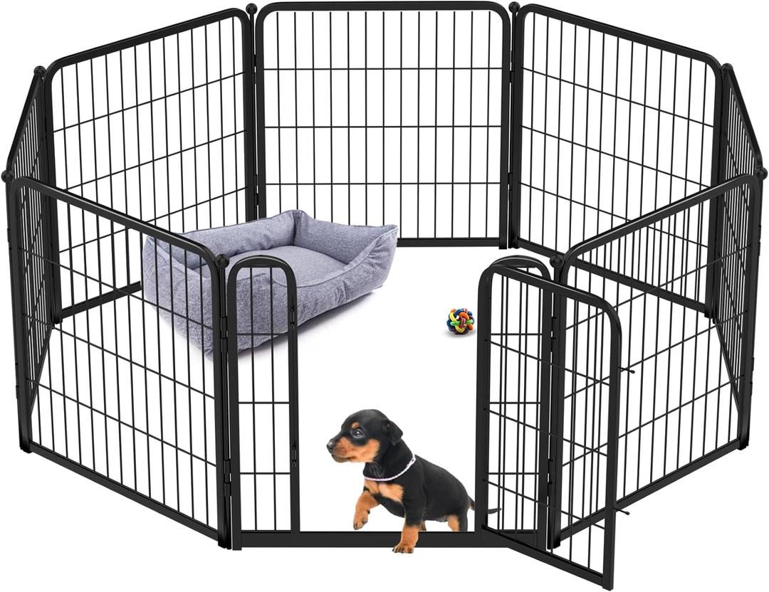 FXW Homeplus Dog Playpen for Indoor Use - Stress-Free and Safe Play, Heavy Duty 24 Inch 8 Panels Dog Pen for Puppies and Small Dogs, BlackPatented (24"H (Black))