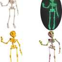 Poseable Skeleton Fridge Magnet, 3D Printed Vintage Magnetic Skeleton Figurine, Funny Skeleton Magnets with Movable Joints, Strong Magnetic Skeleton for Fridge, Halloween Kitchen Decor (4-Pack)