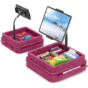 KDD Tablet Pillow Holder - 360°Adjustable iPad Pillow Stand for Lap, Bed and Desk - Gooseneck Tablet Soft Pad Dock with Storage Tray and Pocket Compatible with iPad Pro 12.9, Air Mini, Phone,(Purple)