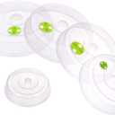 Set of 5 Microwave Plate Covers with Adjustable Steam Vents; Microwave Splatter Covers - Mixed Sizes for Large & Small Food Plates Bowls