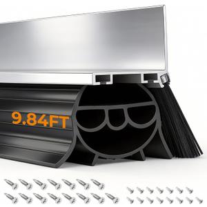 BEAMNOVA 10FT Garage Door Bottom Seal, Upgraded Multi-Layer Rubber Weather Stripping Door Seals with Brush, Wind & Water Block for Home Garage, Warehouse, DIY Homeowners