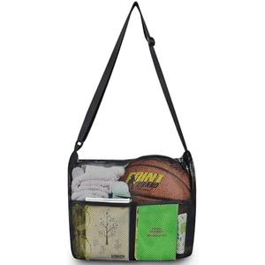Mildbeer Gym Tote Bag, Mesh Bag Crossbody Satchel 12x6x12 for Gym Beach Ball Games Training Camping Hiking Clothes Storage