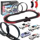 AGM MASETCH Slot Car Racing Track Set with 4 Unique Slot Cars, Battery Powered or Electric Car Track, Gift Toys for Boys Girls 8+ Years Old