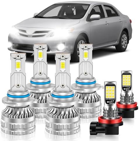 VESTNEXCL Fog Bulbs Fit for Toyota 2009-2013 Corolla Hi&Lo Beam Fog Light Bulb Combo, 800% Brightness, Dual-sided 3570 Chips, 6000K White, 60000HRS Long Lifespan, Plug-and-Play, Pack of 6