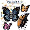 2 Pcs Monarch Butterfly Hair Clips for Women, 3D Butterfly Nonslip Strong Hold Claw Clips for Hair Decor Costumes Accessories Christmas Hoilday Gift, 3 Color Orange Purple Blue