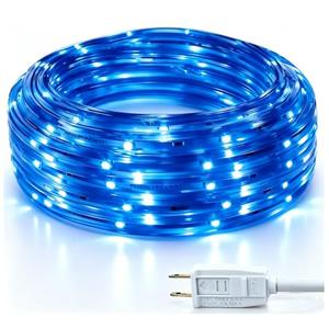 Areful LED Rope Lights, 33Feet Blue Flat Flexible Strip Light, Plug in Novelty Lighting, Connectable and Waterproof for Home Christmas Holiday Garden Patio Party Decoration