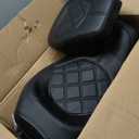 Low-Profile Leather Seat Pillion Passenger Rider Seat Set Compatible with Harley Touring Road King Street Glide Road Glide Electra Glide CVO 2009-2023 (Black stitching)