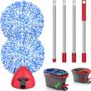 JEHONN Spin Mop Replacement Heads, Base, Handle for OCedar EasyWring 1 Tank System, Includes 2 Microfiber Refills, 1 Triangle Cover and 58 inches Long Pole for Cleaning Bathroom Kitchen Tile Floor