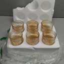 Vintage Textured Amber Striped Drinking Glasses Set of 6, 13 oz Ribbed Glassware with Flower Embossed Design, Romantic Cocktail Set, Juice Glass, Iced Coffee Cup, Colored Water Glasses Tumblers