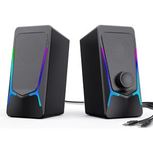 ROSON Computer Speakers, Gaming PC Speakers with Enhanced Bass and Volume Control, Stereo 2.0 USB Powered 3.5mm Aux Multimedia Speakers for Laptop/Desktop/Tablets/Phone