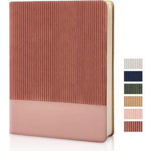 Lined Journal Notebook for Work College Ruled Note Book 7.2"x9.6" B5 PU Leather Daily Journaling 160 Pages for Women Men Writing Home School Supplies Business (Dark Pink)