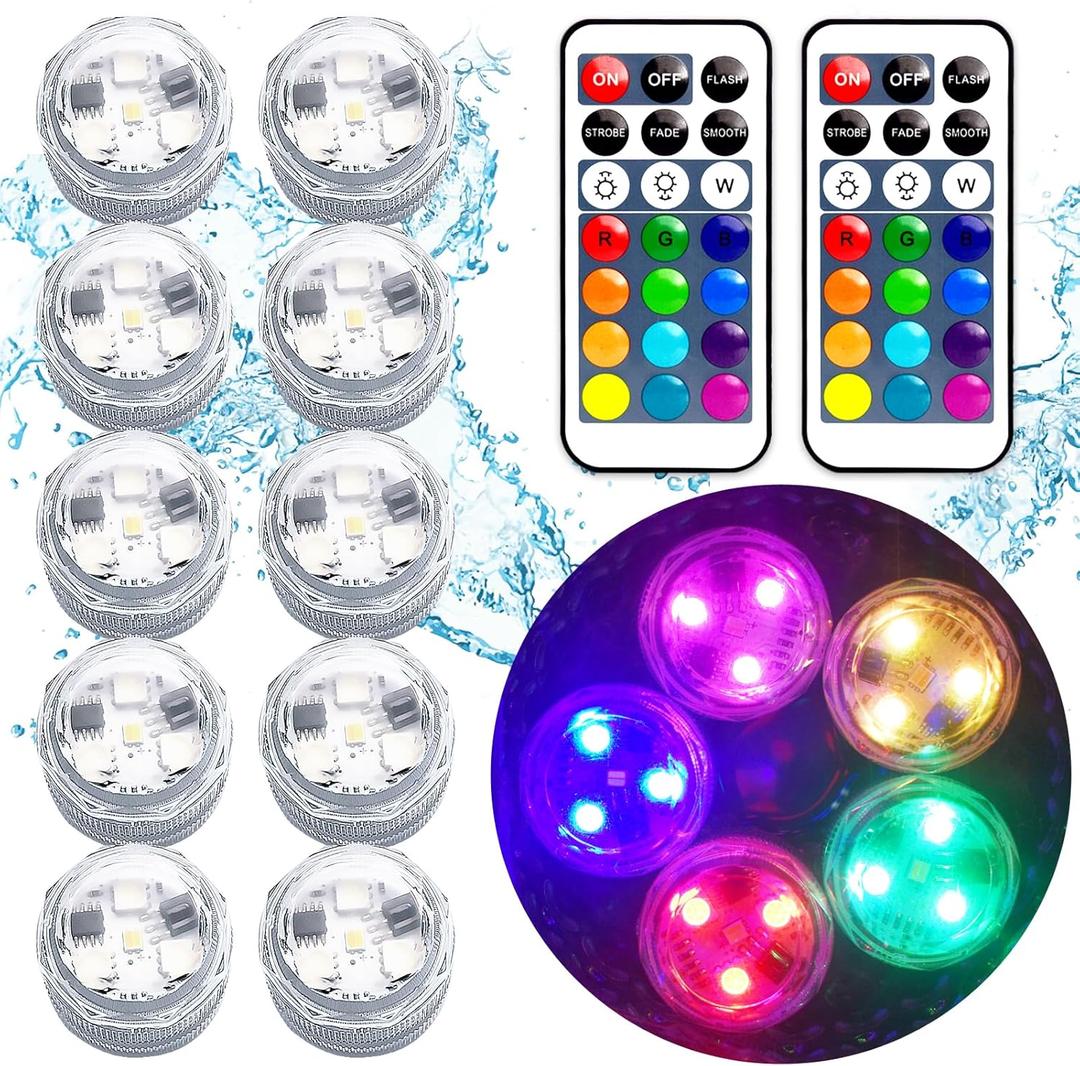 Mini Submersible LED Lights,Small Waterproof LED Tea Lights Candle with Remote battery led Operated,RGB Color Changing for Vase Home Party Wedding Table Centerpieces Fountain Halloween Lantern
