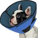 Queenmore Dog Cones for Medium Dogs, Soft Dog Cone Collar After Surgery, Pet Cone for Dogs Wound Care, Spay, Neuter, Breathable Pet Surgery Collars & Cones, Blue M