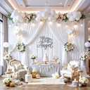 12ft x 10ft White Backdrop Curtains for Parties, Wrinkle Free 2 Panels Photo Backdrop Drapes Back Drop Cloth for Wedding Birthday Photography Background Decor