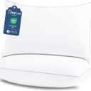 CozyLux Soft Supportive Bed Pillows for Side and Back Sleepers, Oeko-Tex Certified Down Alternative Filling, Hotel Quality Fluffy Sleeping Pillow, White, Queen - 18" x 28", 2 Pack