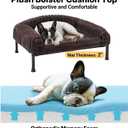 Veehoo Elevated Dog Bed with Bolster Cushion, Fluffy Plush Dog Couch Beds for Small Dogs, Cats, Washable Raised Pet Cot with Non-Slip Feet for Indoor or Patios Use, 36 x 28 Inches, Brown