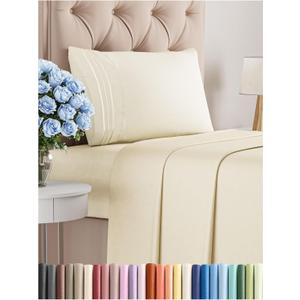 Twin XL Size 3 Piece Sheet Set - Comfy Breathable & Cooling Bed Sheets Set - Hotel Luxury Bedding for Women, Men, Kids, Teens, Boys & Girls - Deep Pockets, Soft, Wrinkle Free - Oeko-Tex - Off White