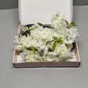 Sunm Boutique White Cherry Blossom Flowers, Artificial Cherry Blossom Decor Faux Cherry Blossom Branches Vase Arrangements for Wedding Home Party Kitchen Decor, Set of 3 (White With Leaves)