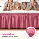 RIMELA Dusty Red Bed Skirt King Size 18 Inch Drop, Wrap Around Elastic Bedskirt, Dust Ruffle for Adjustable Bed Base Machine Washable Easy to Install Bed Skirts