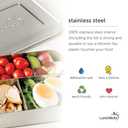 LunchBots Large Cinco Stainless Steel Lunch Container - Five Section Design Holds a Variety of Foods - Metal Bento Box - Dishwasher Safe - Stainless Lid