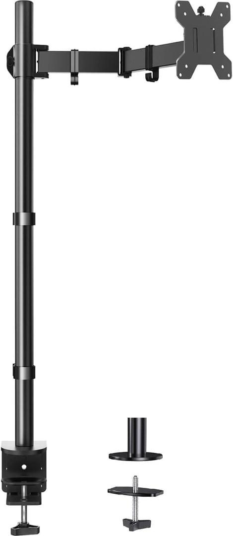 HUANUO Single Monitor Arm with 39 inch Extra-Tall Pole, Adjustable Computer Desk Mount for 1332 inch Screens and up to 38 inch Ultrawide Screens, Hold 22 lbs, Monitor Stand with C-Clamp & Grommt Base