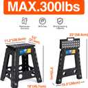Korpai 18" Folding Step Stool for Adults and Kids Holds Up to 300 lbs,Non-Slip Folding Stools with Portable Handle, Compact Plastic Foldable Step Stool for Bathroom,Bedroom, Kitchen,Black,1PC