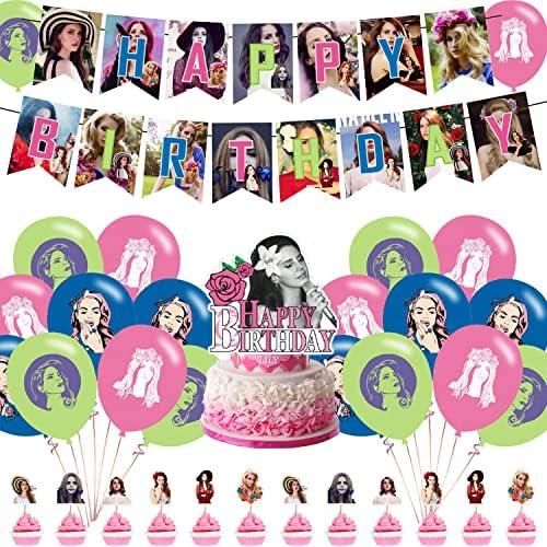 lana Party Decorations,Birthday Party Supplies Includes Banner - Cake Topper - 12 Cupcake Toppers - 18 Balloons