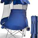 East Oak Oversized Camping Chair with Canopy | 400 LBS Heavy Duty Folding Beach Chair with Canopy Shade, Roomy Seat, Full Sun Protection, Ample Storage | Canopy Chair for Outdoors