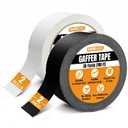 Tape King Gaffers Tape (Black & White) | 2 Inch Wide x 30 Yards Per Roll (180 Ft) Pro Gaff Tape | Durable Cloth Matte Black Tape with Strong Rubber Adhesive for Events, Cables, and Decorations (2 Pcs)