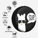 Funny Sup Llama Spare Tire Cover Wheel Protectors Dust-Proof Wheel Tire Cover Fit,Trailer, Rv, SUV and Many Vehicle 17inch