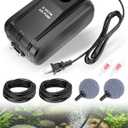 Pond Aerator 2 Outlets Air Pump Pond Aeration Kit with 30Ft Airline Tubing's, 2 Check Valves & Air Stones, 5W Complete Pond Air Pumps for Small Fish Ponds up to 1400 Gallons and 4 Feet Deep