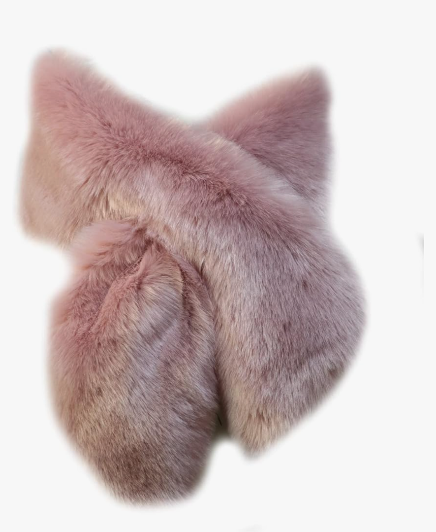 Women Oversized Faux Fur Shawls Long Bolero Fluffy Warm Shoulder Cover Up Shrug Stole Scarf with Slit