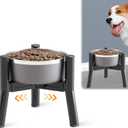 SHAINFUN Adjustable Elevated Dog Bowls Stand Compatible with 6 to 8 inch Wide Raised Stand with Metal Material for Medium and Small Sized Dogs (Bowl Not Included) (Height: 7.8", Width: 5.2-7.8", Black-7.8H-Round)