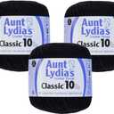 Aunt Lydia's Bulk Buy Crochet Cotton Classic Crochet Thread Size 10 (3-Pack) Black 154-12