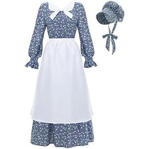 CR ROLECOS Colonial Prairie Dress Women Floral Amish Dresses Pilgrim Costume, M