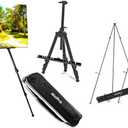 Nicpro 2 Pack 63 Inch Metal Floor Folding Easels & 1 Pack Adjustable Height 17" to 63" Aluminum Metal Tripod Easel for Display