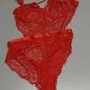 Aranmei Women Sexy Lingerie Bodysuit Lace Teddy Snap Crotch V Neck Cut Out One Piece Babydoll Underwire (Small, Red)