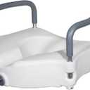 Drive Medical 2-in-1 Raised Toilet Seat with Removable Padded Arms
Raised Toilet Seat Offers Removable Padded Arms and Secure Locking Attachment for Standard Toilets and Safety