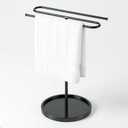 Free Standing Towel Holder, Stainless Steel S-Shaped Towel Rack for Bathroom & Kitchen Countertop, Holds 2 Hand Towels, Anti-Tip Design,(Black)