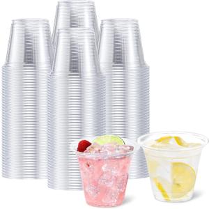 250 Pack 9 oz Clear Plastic Cups, Disposable Cups for Party, Sturdy & Food Safe Plastic Wine Cups for Cocktail, Juice, Punch (9oz 250pack)
