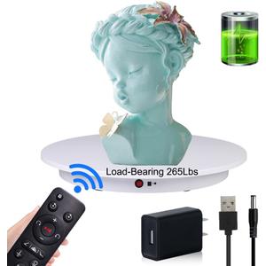 JAYEGT Motorized Rotating Display Stand ,360 Degree Electric Rotating Photography Turntable For Products DisplayVideo Show, Outdoor ShowRemote Control(White / 16.5inch / 265 Lbs Load / Rechargeable)