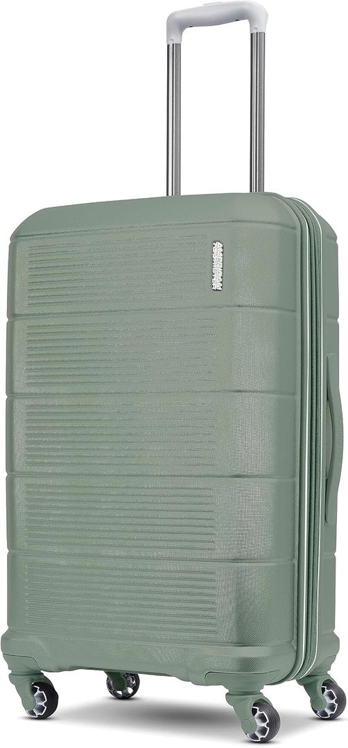 American Tourister Stratum 2.0 Expandable Hardside Luggage with Spinner Wheels, Checked-Medium, Jade Green, 24-Inch Checked-Medium