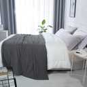 HILLFAIR 100% Combed Cotton Blanket Queen Size Bed Blanket Warm Soft All Season Breathable Lightweight Summer Blankets Waffle Weave Home Decor Bed Blanket- Grey Queen Bed Cotton Blankets/Bedcover (Queen (90"x90"))