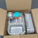 3 Pack Stainless Steel Lunch Boxes 25 oz 3 Compartment Metal Bento Box with 3 Pcs Condiment Containers and Leakproof Lids for Office Outdoor and Gym, Dishwasher Safe