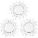 3 Pack Metal Mirrors for Wall Sunburst Wall Mirrors Home Dcor Decorative Hanging Wall Art for Living Room Bedroom Entryway (Silver, Sunburst)