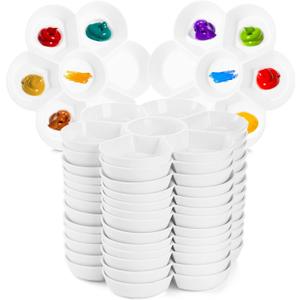 ZENFUN 15 Pack Paint Tray Palettes with 7 Wells, White Plastic Paint Mixing Tray Watercolor Painting Dish for Oil Art, Gouache, Kids Adults Painters, Easy to Clean
