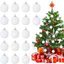 Liliful 48 Pcs 1.18 Inch Mini Christmas Ball Ornaments Christmas Tree Ornament Glitter Sequin Foam Ball Ornaments Xmas Hanging Decoration for New Year Holiday Wedding (White)
