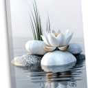 Zen Bathroom Canvas Wall Art 16x24in Framed