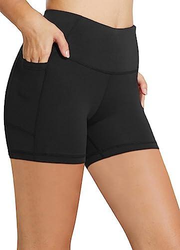 baleaf Women's 8"/ 5"/ 3" Biker Shorts High Waist Yoga Workout Gym Running Volleyball Spandex Shorts with Pockets, Size -L
